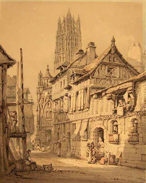 Rouen, Street View with St.Laurent